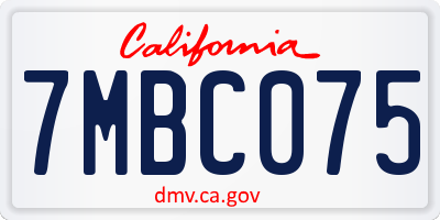 CA license plate 7MBC075