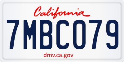 CA license plate 7MBC079