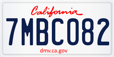 CA license plate 7MBC082