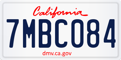 CA license plate 7MBC084