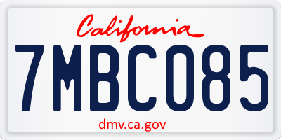 CA license plate 7MBC085
