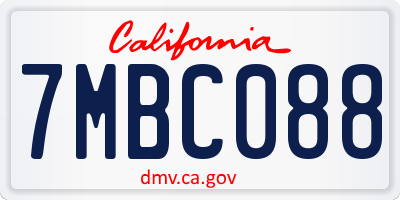 CA license plate 7MBC088