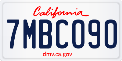 CA license plate 7MBC090