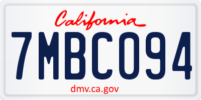 CA license plate 7MBC094