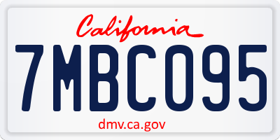 CA license plate 7MBC095