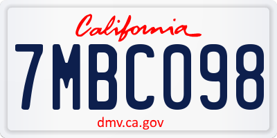 CA license plate 7MBC098