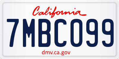 CA license plate 7MBC099