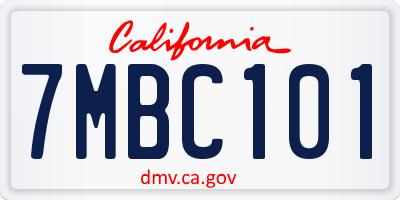 CA license plate 7MBC101