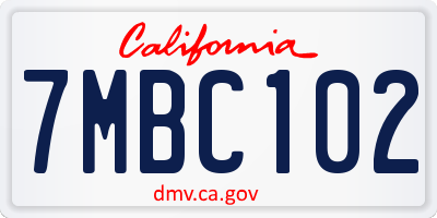 CA license plate 7MBC102