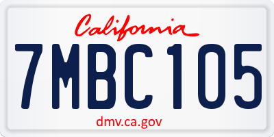 CA license plate 7MBC105