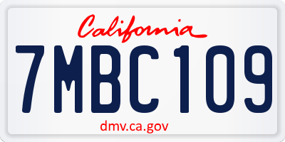 CA license plate 7MBC109