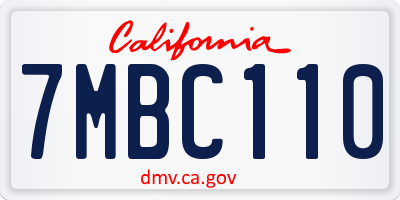 CA license plate 7MBC110