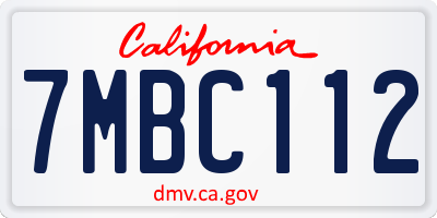 CA license plate 7MBC112