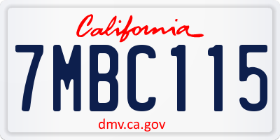 CA license plate 7MBC115