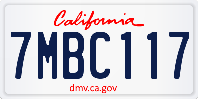 CA license plate 7MBC117