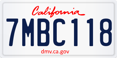 CA license plate 7MBC118