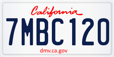 CA license plate 7MBC120