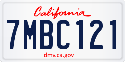 CA license plate 7MBC121