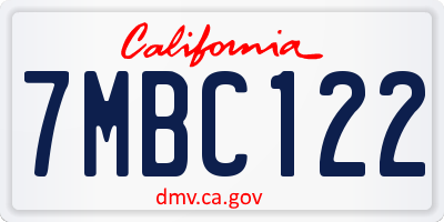 CA license plate 7MBC122