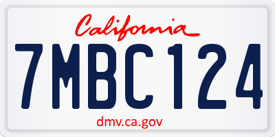 CA license plate 7MBC124