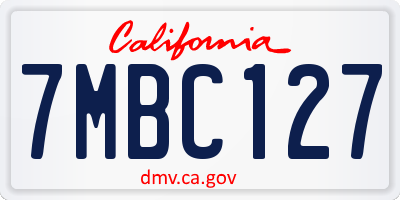 CA license plate 7MBC127