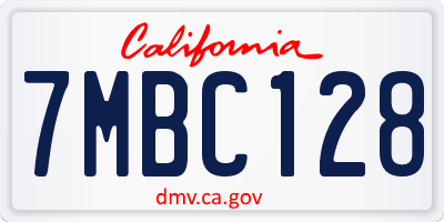 CA license plate 7MBC128