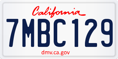 CA license plate 7MBC129