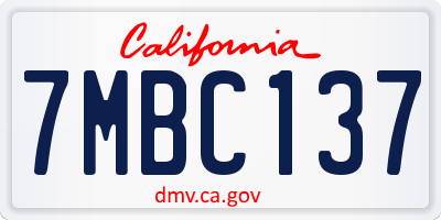 CA license plate 7MBC137