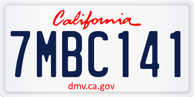 CA license plate 7MBC141