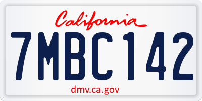 CA license plate 7MBC142