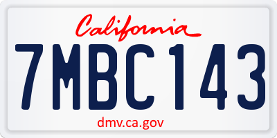 CA license plate 7MBC143