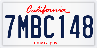 CA license plate 7MBC148