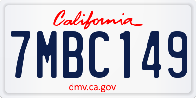 CA license plate 7MBC149