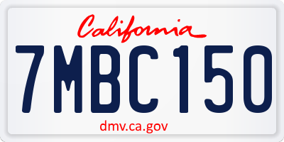 CA license plate 7MBC150