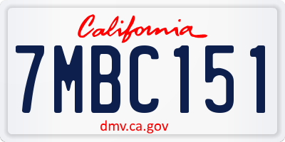 CA license plate 7MBC151