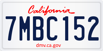 CA license plate 7MBC152