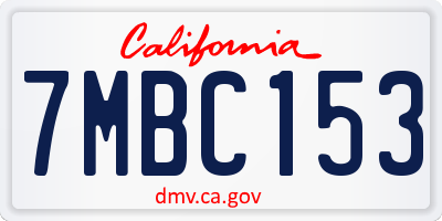 CA license plate 7MBC153