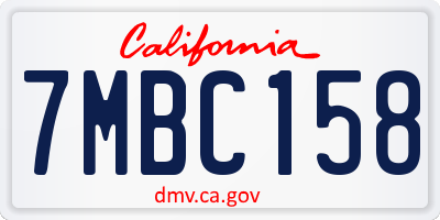 CA license plate 7MBC158