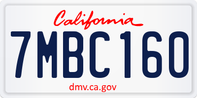 CA license plate 7MBC160