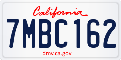 CA license plate 7MBC162