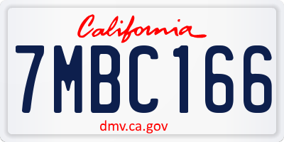 CA license plate 7MBC166