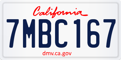 CA license plate 7MBC167