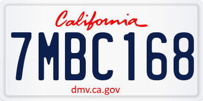 CA license plate 7MBC168