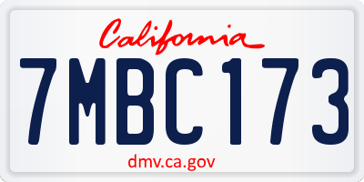 CA license plate 7MBC173