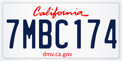 CA license plate 7MBC174