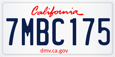 CA license plate 7MBC175