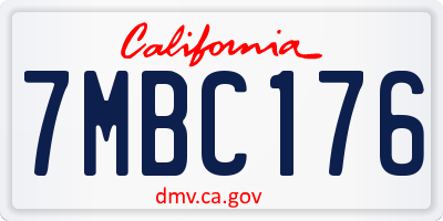 CA license plate 7MBC176