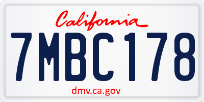 CA license plate 7MBC178