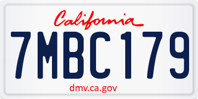CA license plate 7MBC179