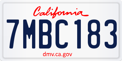 CA license plate 7MBC183